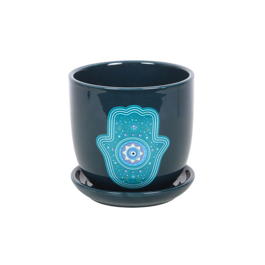 Hand of Hamsa Ceramic Plant Pot, alternate view