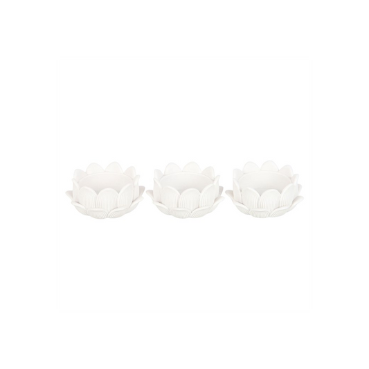 Set of 3 White Lotus Flower Tealight Holders, alternate view