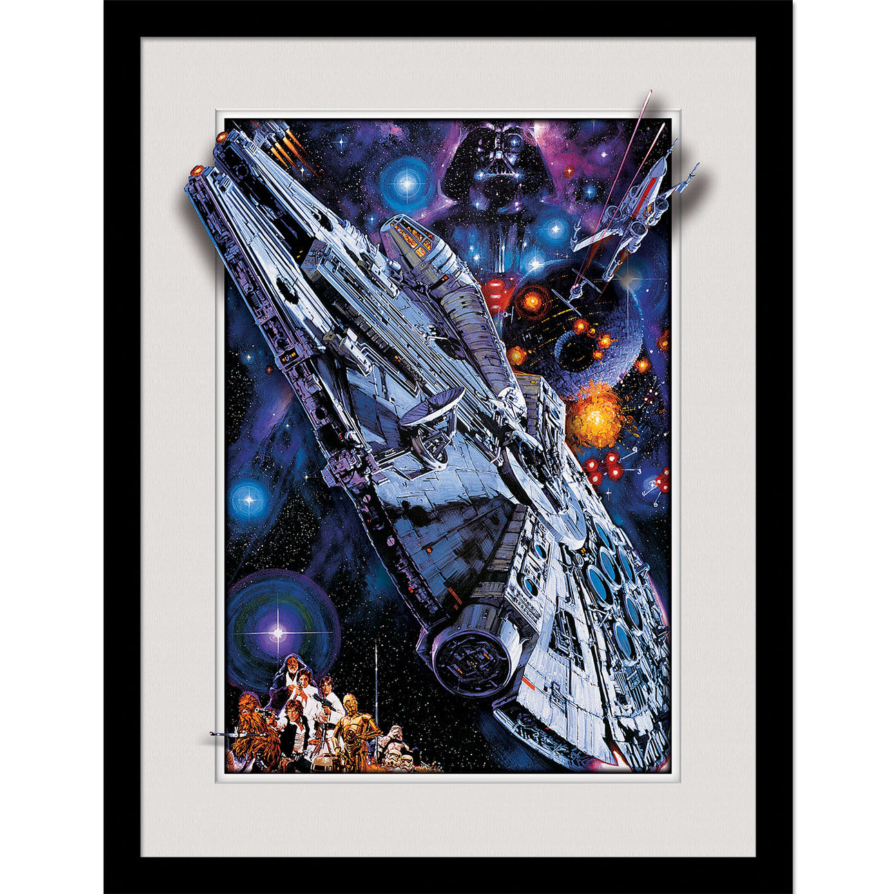 Star Wars Millenium Falcon Breakout 3D Effect Framed Collector Print