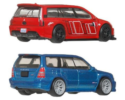 Hot Wheels Premium Car Culture 2005 Mitsubishi Lancer EVO IX Wagon & 2004 Subaru Forester STI Twin Pack - Image 2
