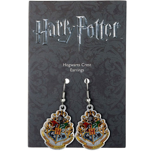 Harry Potter Silver Plated Hogwarts Crest Hook Earrings, alternate view
