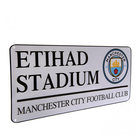 Manchester City FC White Street Sign, alternate view