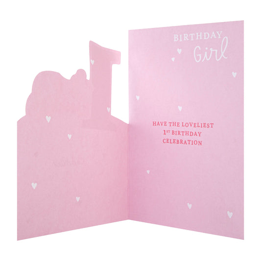 1st Birthday Card for Girl - Disney Winnie the Pooh Design