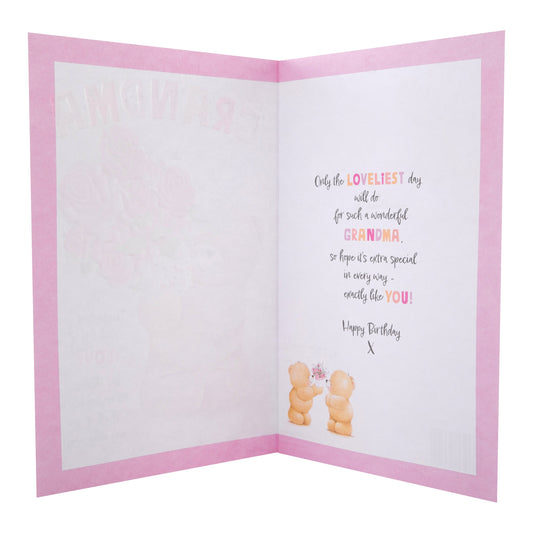 Birthday Card for Grandma - Pink Forever Friends Flowers Design