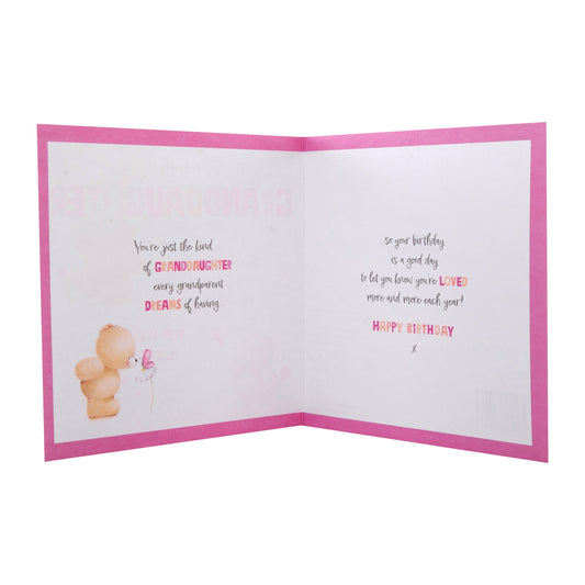 Birthday Card for Granddaughter - Forever Friends Bears Balloons Design