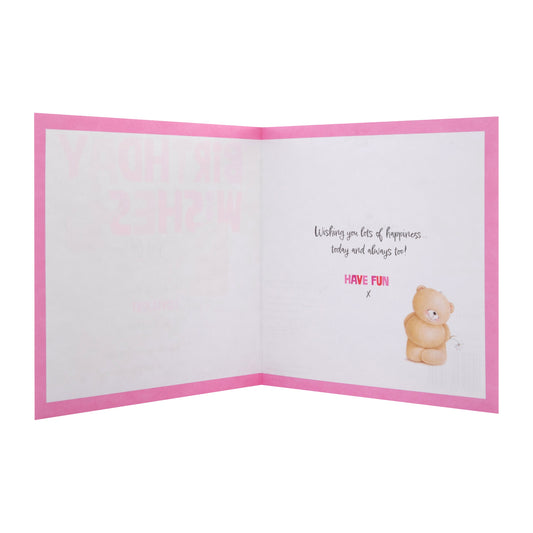 Birthday Card for Her - Pink Forever Friends Bears Daisies Design