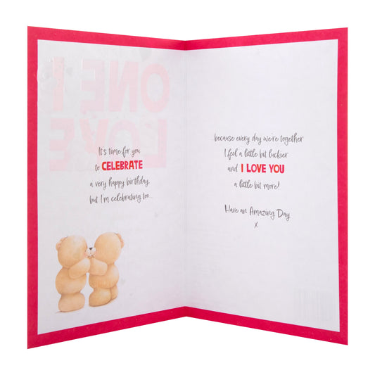 Birthday Card for One I Love - Red Forever Friends Hearts Design