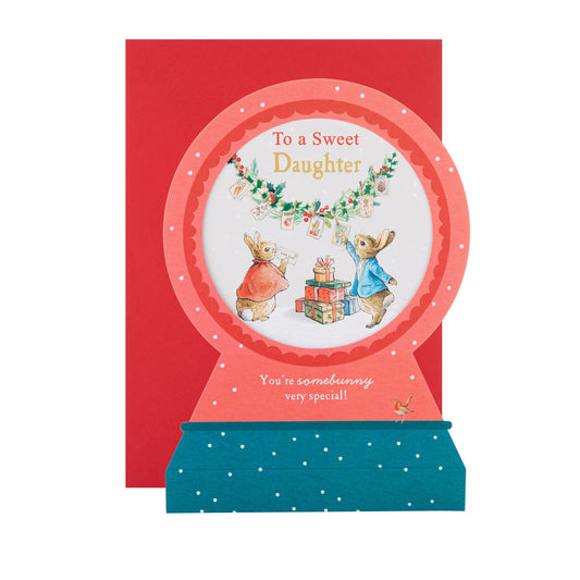 Christmas Card for Daughter - 3D & Pop-Up Peter Rabbit™ Snow Globe Design