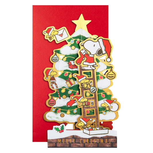 Pop-Up Christmas Card - 3D Pop-Up PEANUTS™ SNOOPY & WOODSTOCK Christmas Tree Design