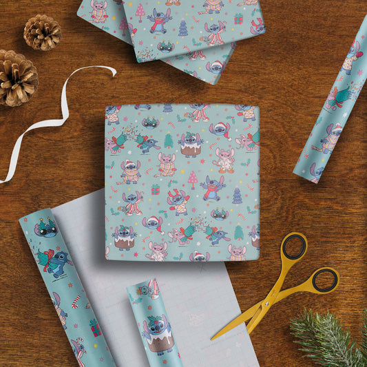 12M Disney Lilo & Stitch Christmas Wrapping Paper Multipack - 3 x 4M Rolls