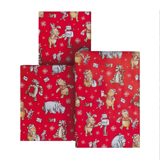 12M Disney Winnie the Pooh Christmas Wrapping Paper Multipack - 3 x 4M Rolls