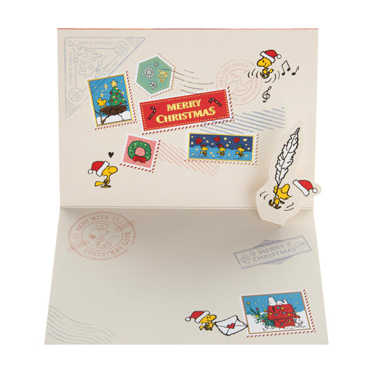 Vintage PEANUTS™ SNOOPY & WOODSTOCK Festive Stamps Design Christmas Card