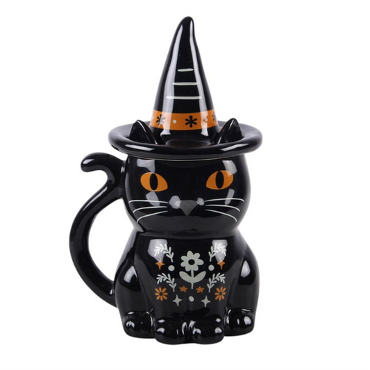 Frightful Folk Black Cat Lidded Mug, alternate view
