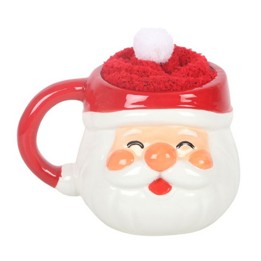 Jolly Santa Christmas Mug and Socks Set, alternate view