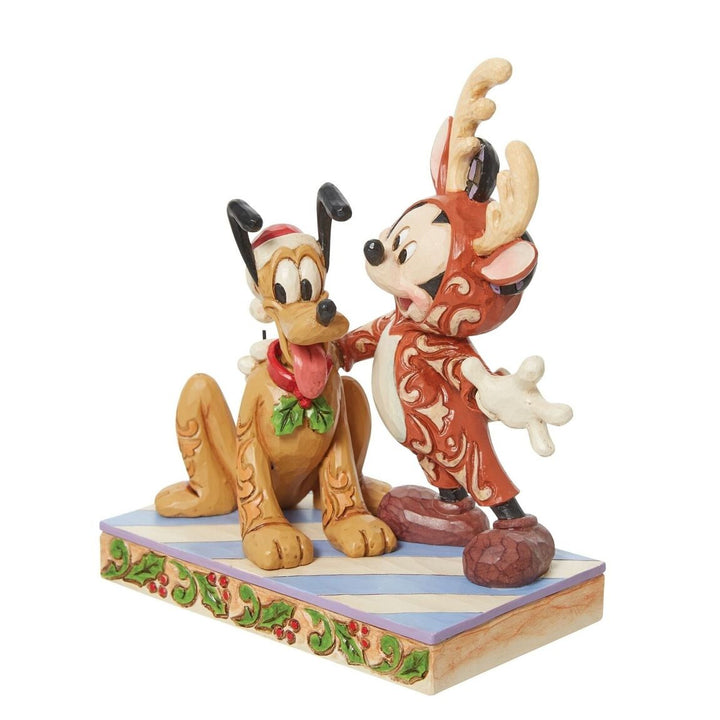 Official Disney Traditions Jim Shore Festive Friends Mickey & Pluto Christmas Figurine