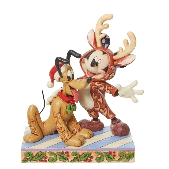 Official Disney Traditions Jim Shore Festive Friends Mickey & Pluto Christmas Figurine