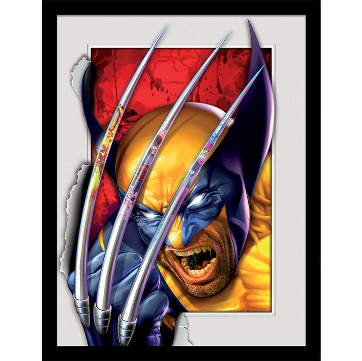 Marvel Comics X-Men Wolverine (Unleashing the Fury) Breakout 3D Effect Framed Collector Print - 30 x 40 cm
