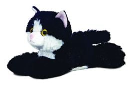 Aurora Mini Flopsies Maynard Cat Black and White Plush Toy