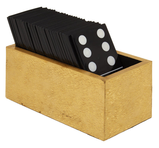 Churchill Games Gold Domino Set with Black Dominoes, alternate view