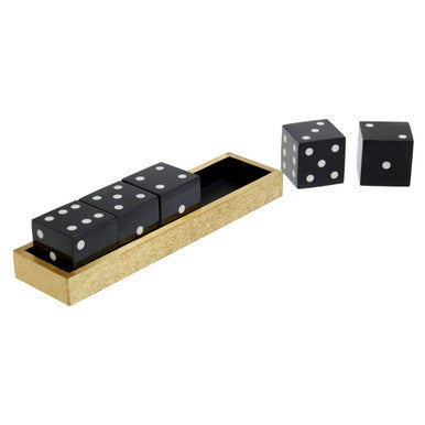 Churchill Games Gold Dice Set with 5 Black Dice, alternate view