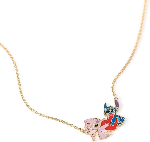 Disney Stitch and Angel Enamel Heart Necklace - Image 2