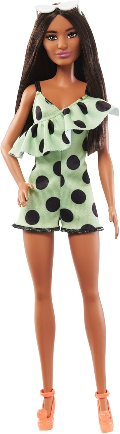 Barbie Brunette with Polka Dot Romper Doll, alternate view