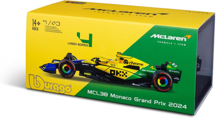 Formula 1 Lando Norris McLaren MCL38 Diecast Race Car 143 Scale With Helmet
