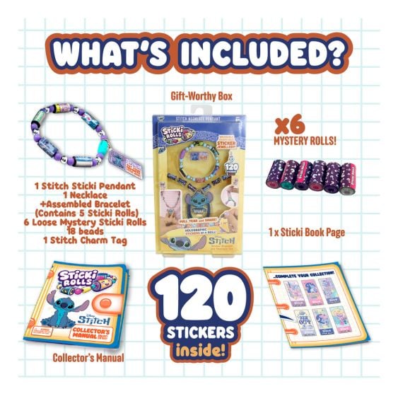Sticki Rolls Disney Stitch Jewellery Craft Sticker Set