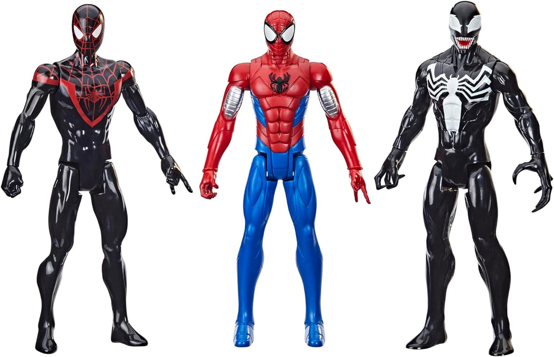 Hasbro Marvel Comic Titan Hero Series Spider-Man, Miles Morales and Venom 12" Scale Action Figure Set (Set of 3)
