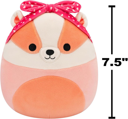 Squishmallows Rostam the Peach Badger With a Heart Bandana Valentines 7.5 Plush, alternate view
