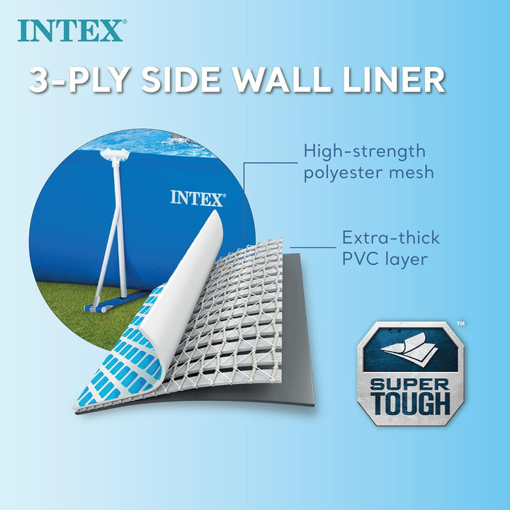 Intex 3m x 2m x 0.75m Metal Rectangular Frame Set Swimming Pool