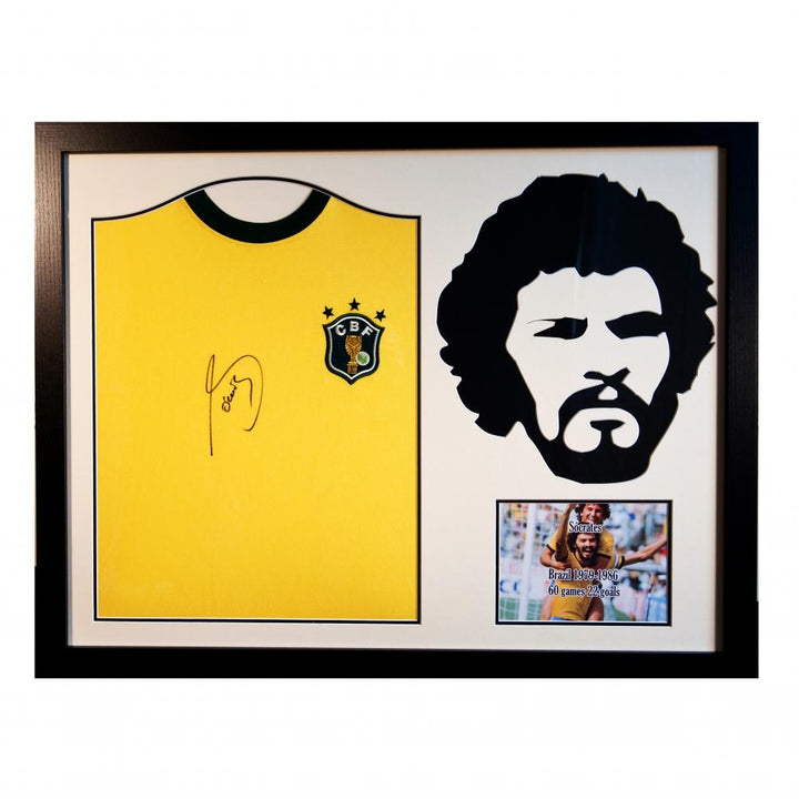Brazil Socrates Signed Shirt Framed