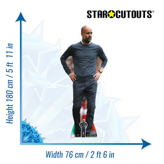 Pep Guardiola Football Manager Height 180cm Lifesize Cardboard Cut Out With Mini, alternate view