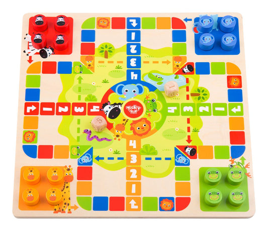 Wooden 2-in-1 Ludo And Snakes & Ladders - Image