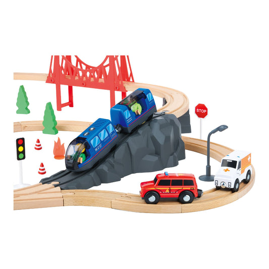 Wooden Fire Rescue Train Set