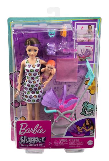 Mattel Barbie Skipper Babysitters Brown Hair Doll and Playset