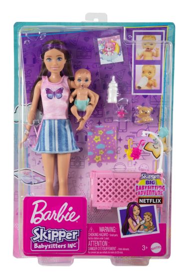 Mattel Barbie Skipper Babysitters Crib Blonde Hair Doll and Playset