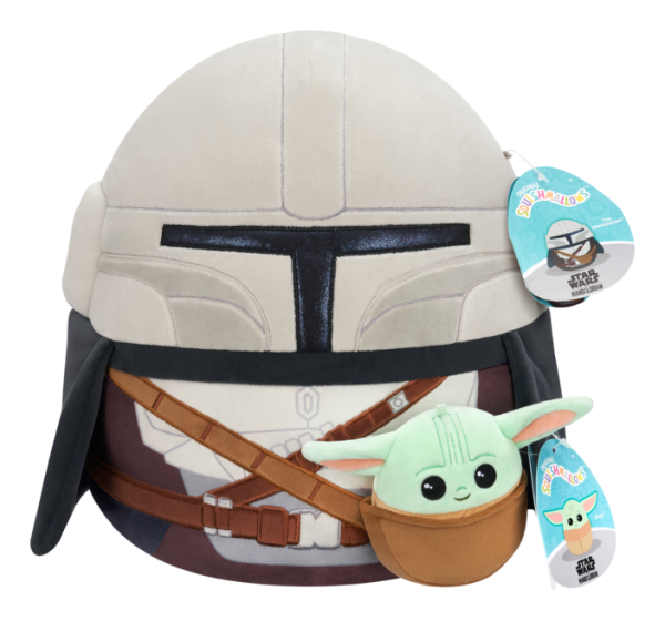 Squishmallows 12in Mandalorian with3.5in Grogu