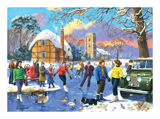 Christmas Nostalgia Collection: Skating By The Church 1000 Piece Jigsaw Puzzle - Image