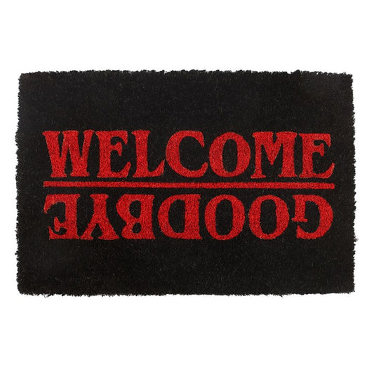 Black Welcome Goodbye Doormat, alternate view