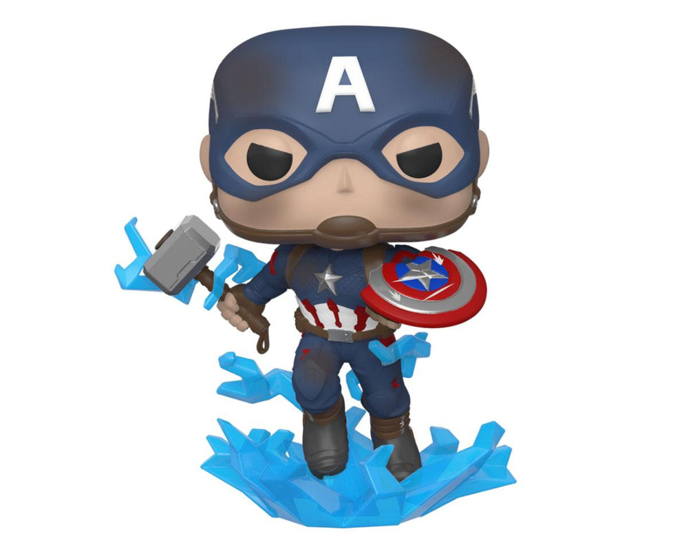 Avengers: Endgame POP! Movies Vinyl Figure Captain America w/Broken Shield & Mjölnir 9 cm - Infinity Collectables  - #tag1#