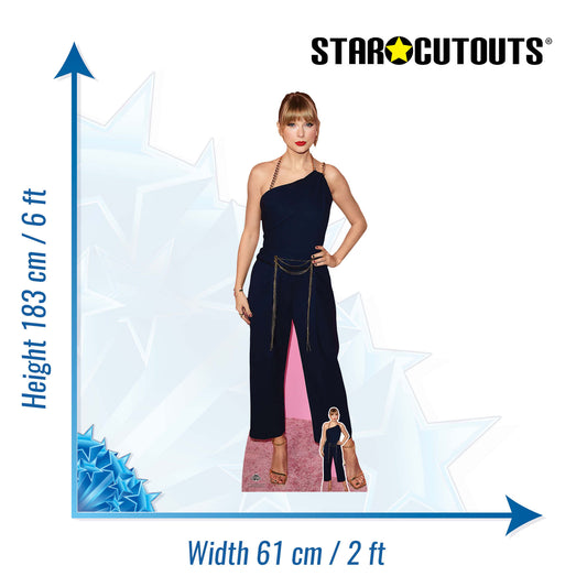 Taylor Swift Navy Jumpsuit Height 183cm Lifesize Cardboard Cut Out With Mini, alternate view