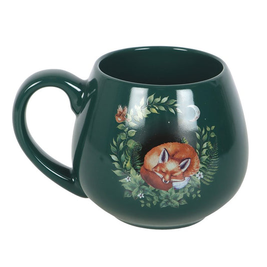Green Sleeping Fox Rounded Mug, alternate view