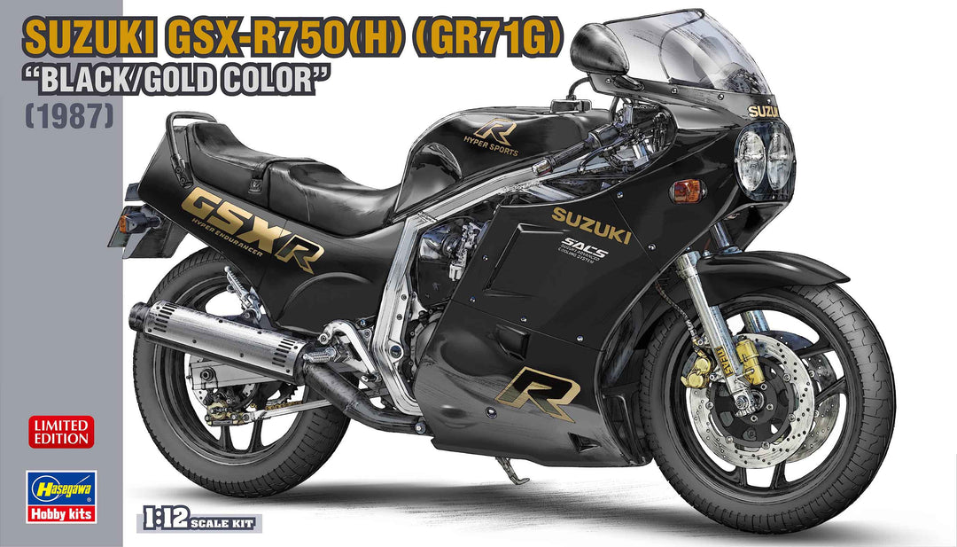 Hasegawa 1:12 Scale Suzuki GSX-R750 Black/Gold Kit