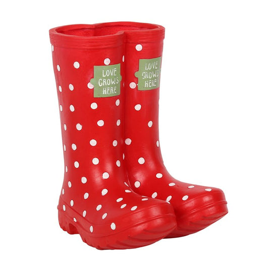 Red Welly Boot Planter, alternate view