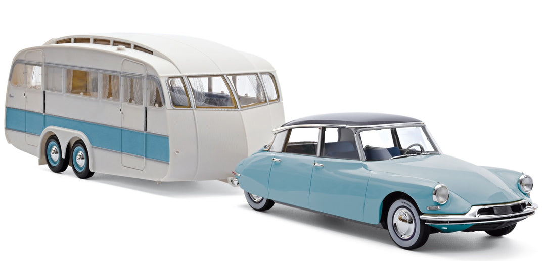 Norev 1:18 1959 Citroen DS 19 - Bleu Nuage and Caravane Henon