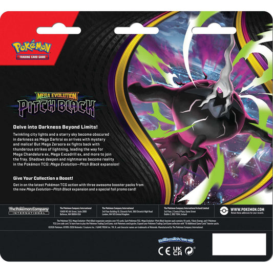 Pokemon TCG Mega Evolution Pitch Black 3 Pack Blister, alternate view