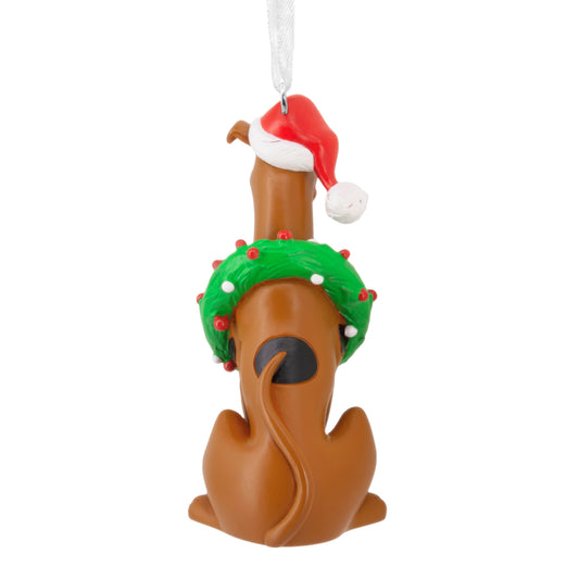 Collectable Scooby-Doo Hanging Ornament - Scooby-Doo with Wreath & Santa Hat