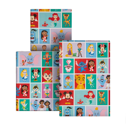 6M Wrapping Paper - 3 x 2M Rolls in 1 Disney Characters Design