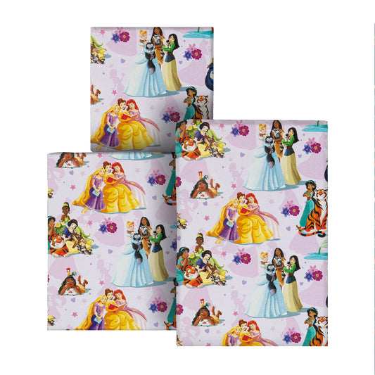 6M Wrapping Paper - 3 x 2M Rolls in 1 Disney Princesses & Pets Design